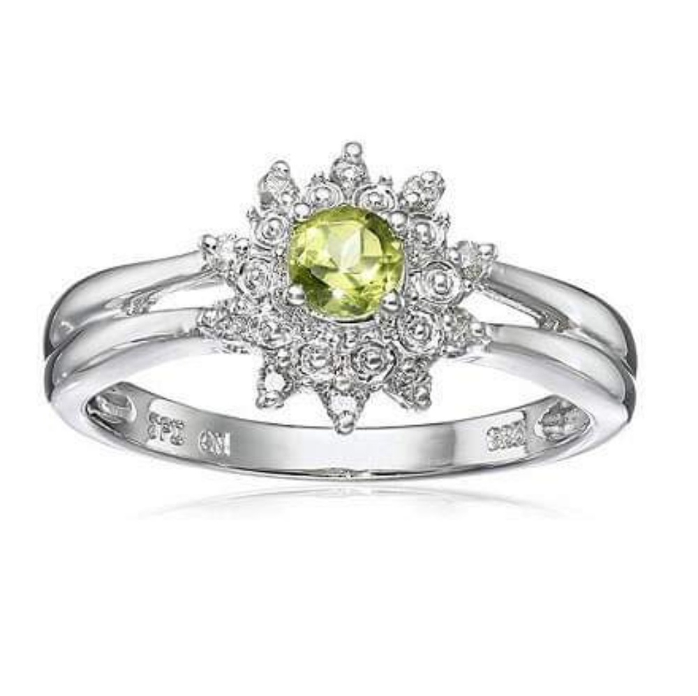*Last One* Sterling Silver Peridot/Diamond Ring 7